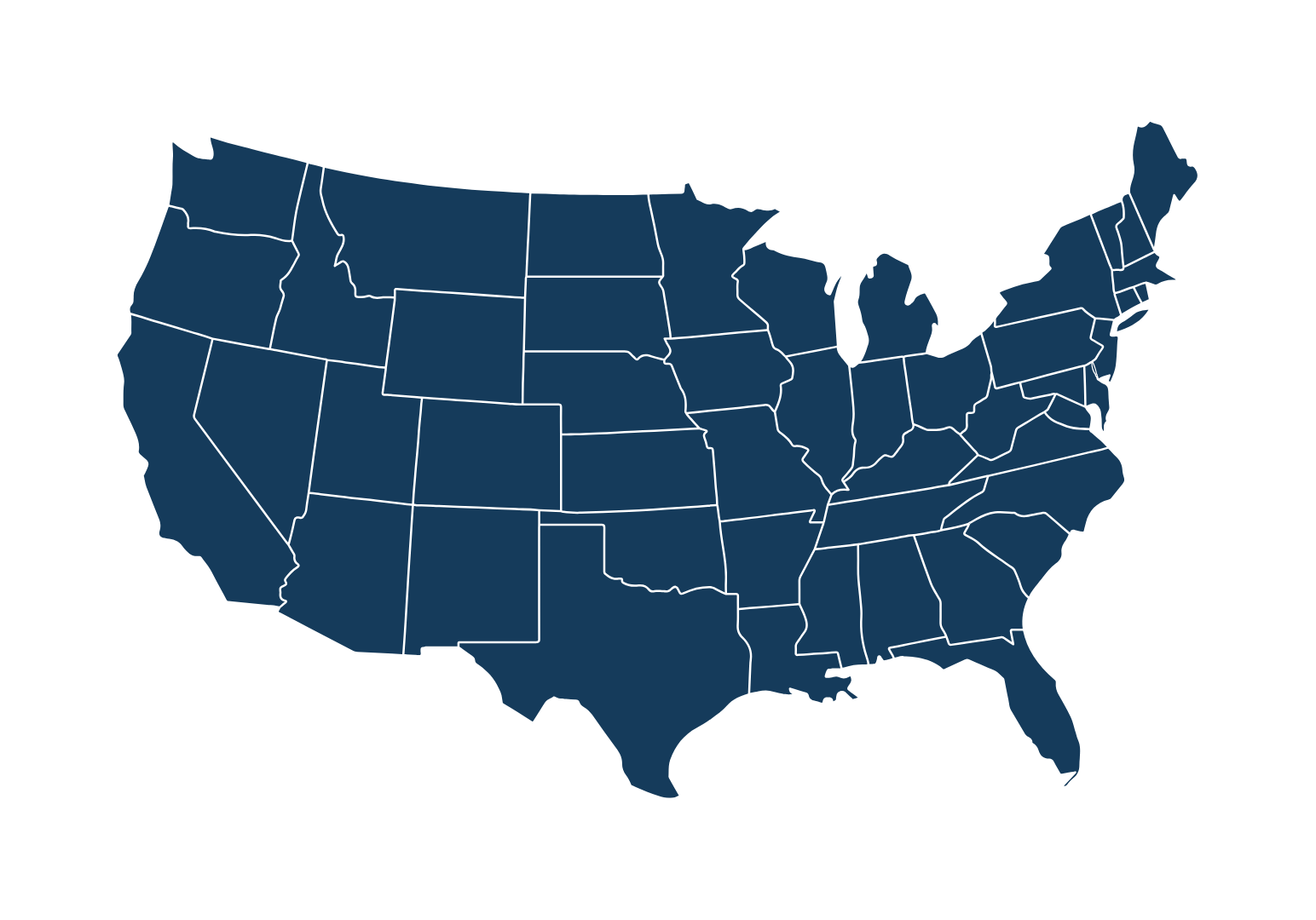 usa map in dark blue
